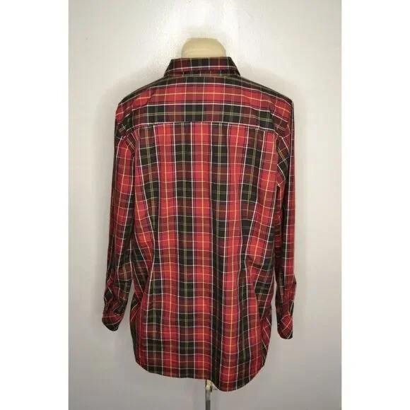 Orvis Women's 18 Red Buffalo Plaid Long Sleeve Button Down Tunic Shirt - Picture 6 of 11